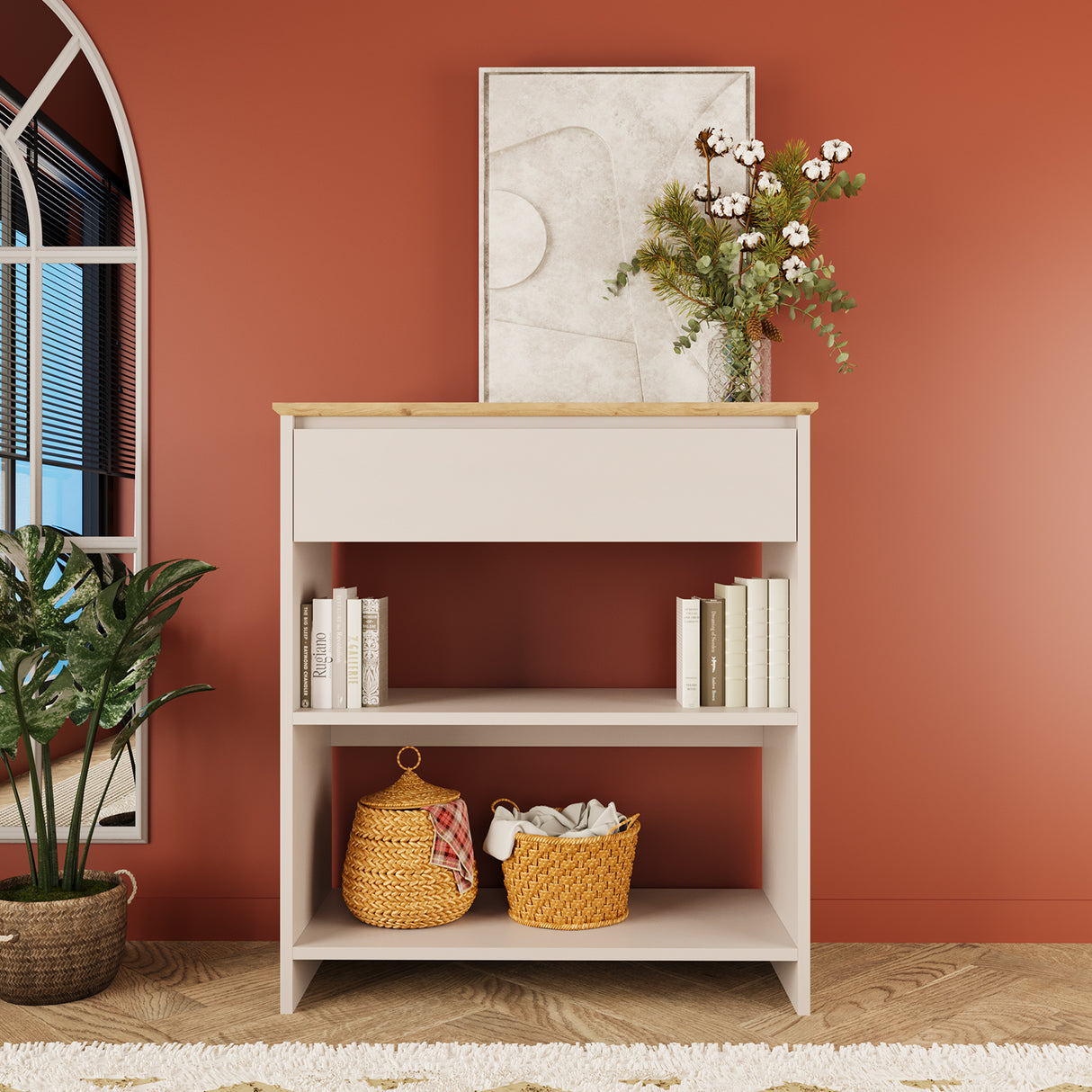 Bimossa F0020 Mono Console Table Light Grey - Oak