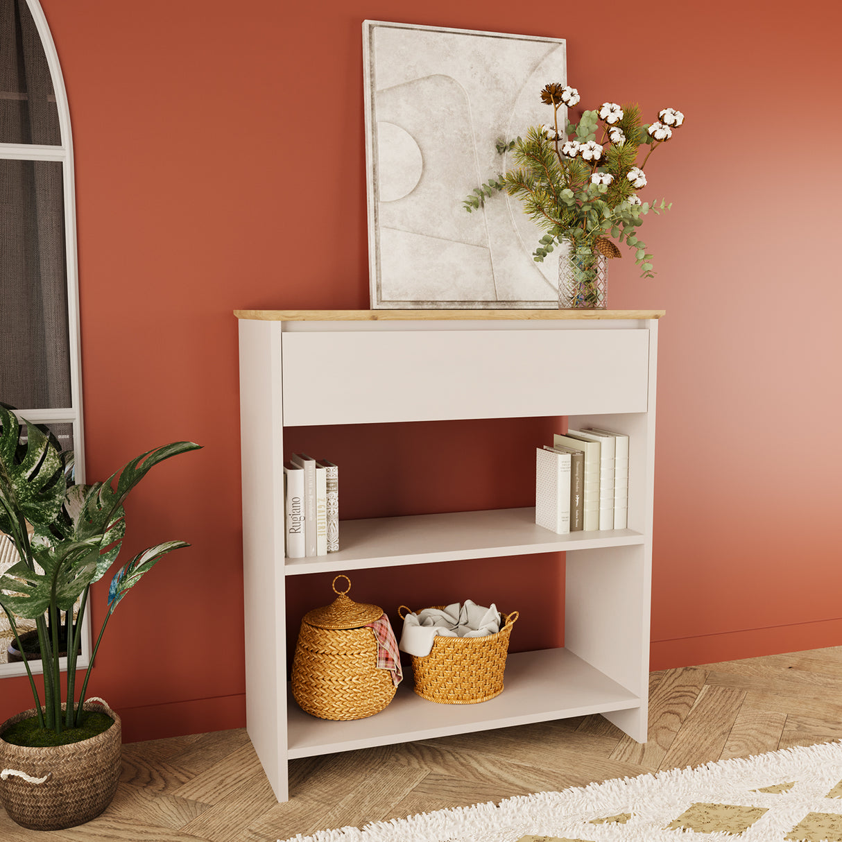 Bimossa F0020 Mono Console Table Light Grey - Oak