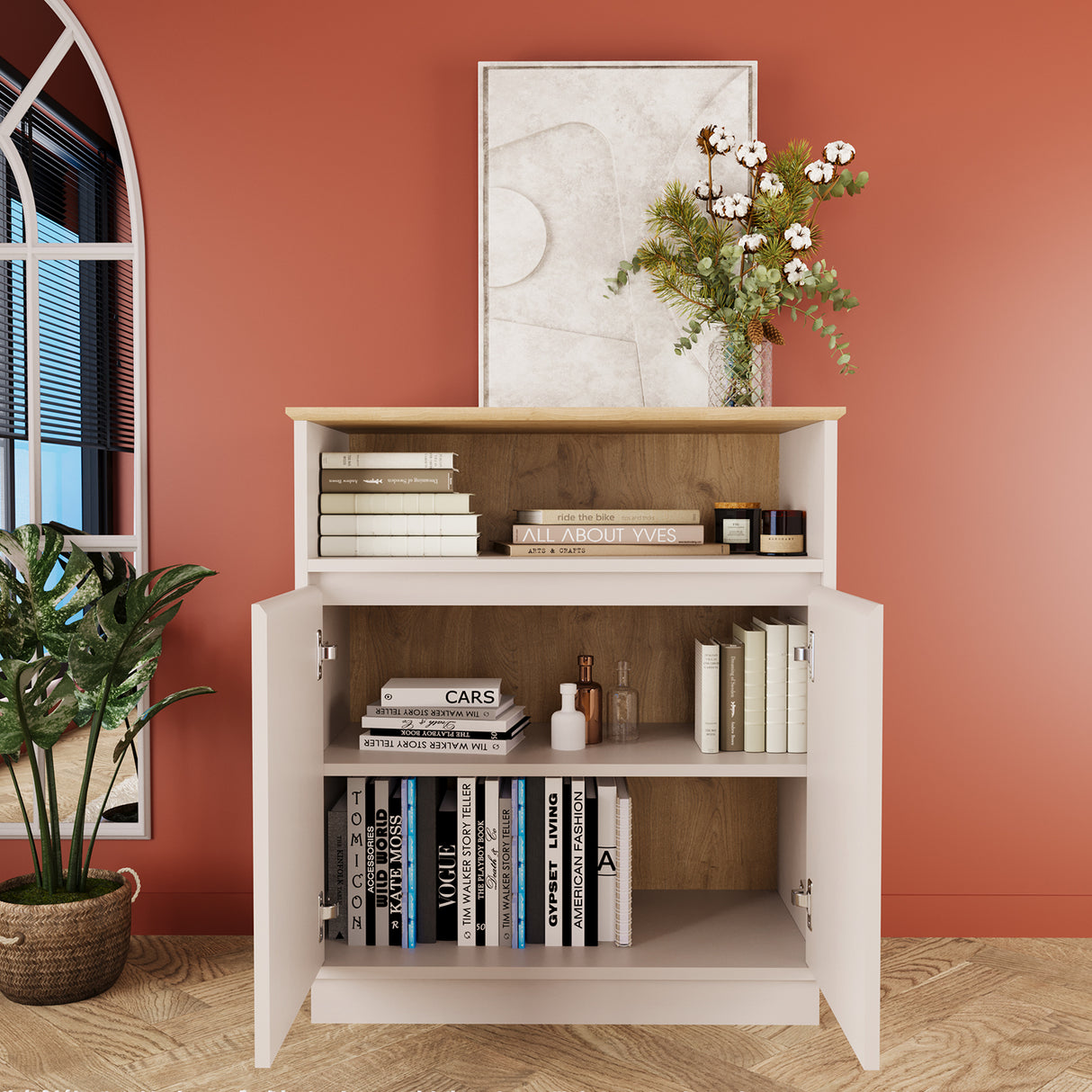 Bimossa Y0070 Mono Multi-Purpose Cabinet Oak-Light Grey