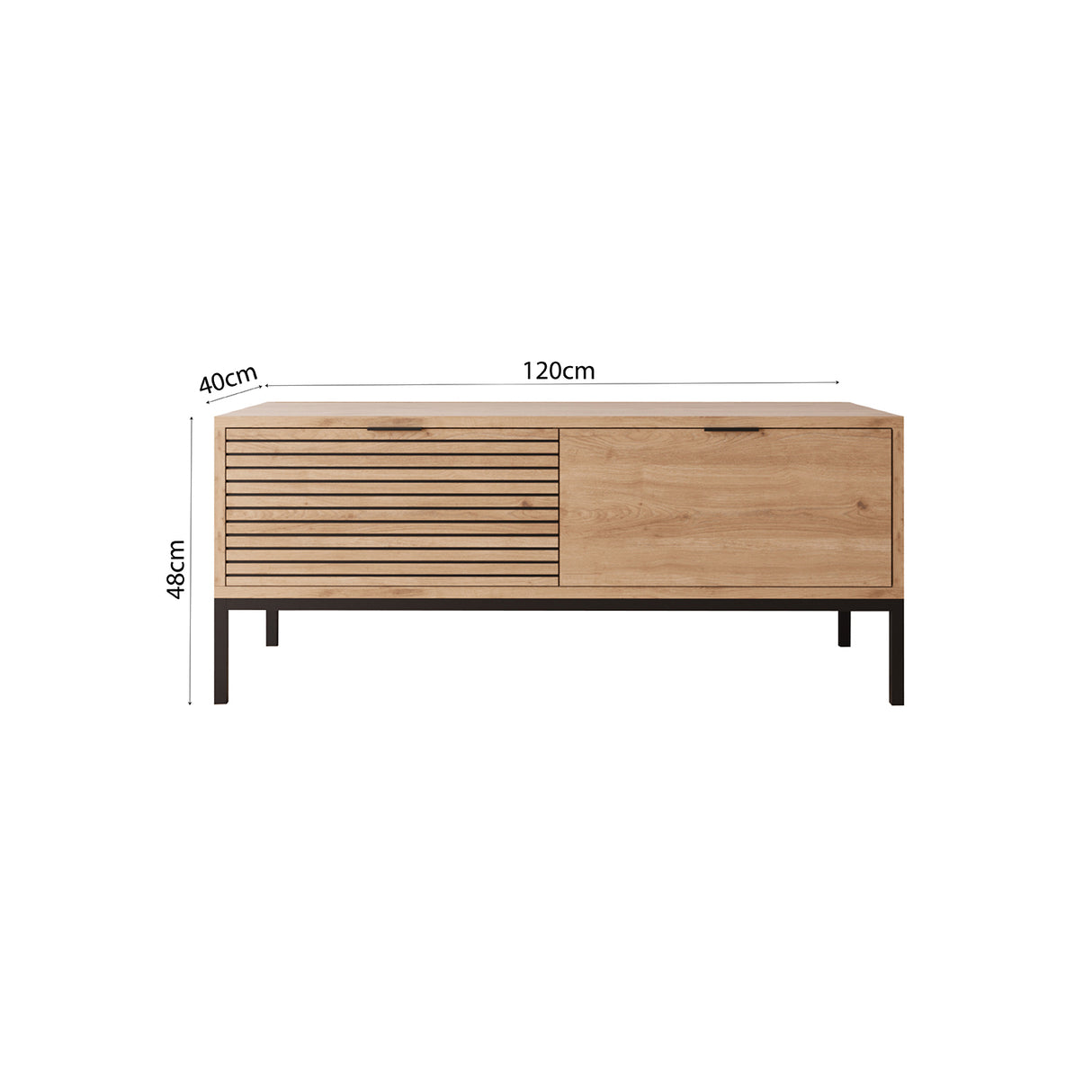 Bimossa B0060 Alya Oak Effect TV Unit 120 cm – Modern Wooden TV Unit with 2 Door Storage, Long TV Stand Cabinet for Living Room TVs up to 48"