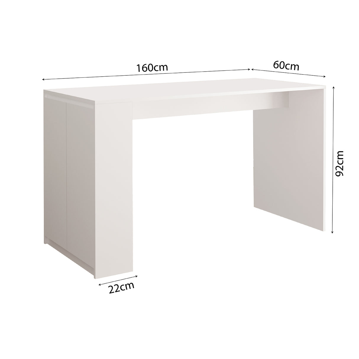 Bimossa L48 Edgar Bar Table with Storage 160cm, Modern Kitchen Bar Table & Island with Cabinet, Wooden Breakfast Bar Dining Table for Kitchen, Home Bar Table & Height Table