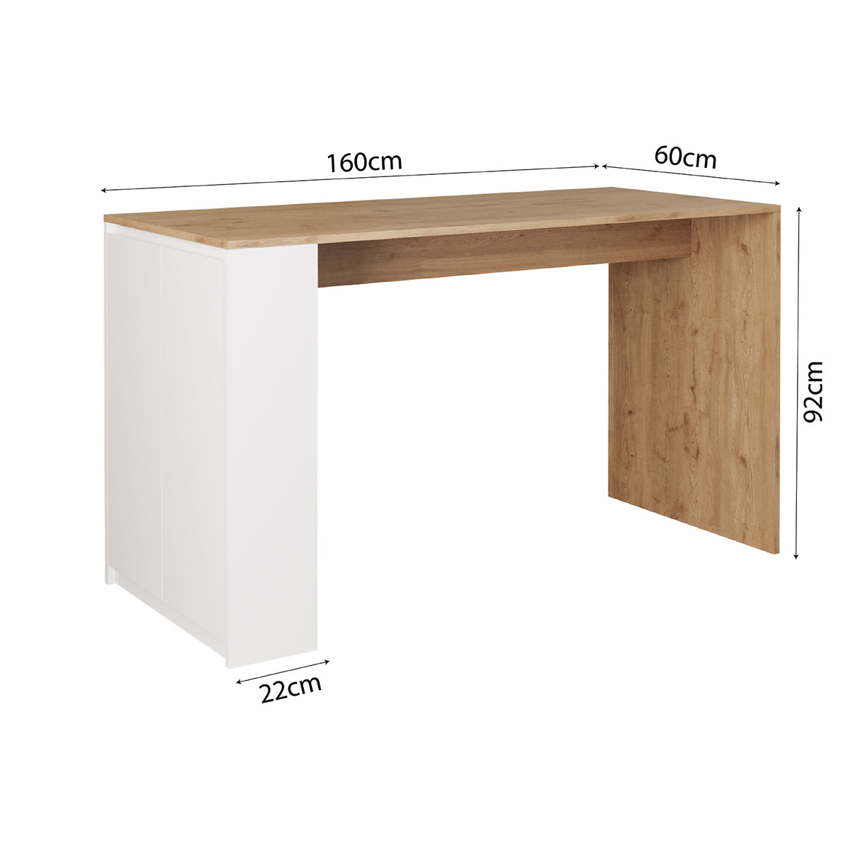 Bimossa L48 Edgar Bar Table with Storage 160cm, Modern Kitchen Bar Table & Island with Cabinet, Wooden Breakfast Bar Dining Table for Kitchen, Home Bar Table & Height Table