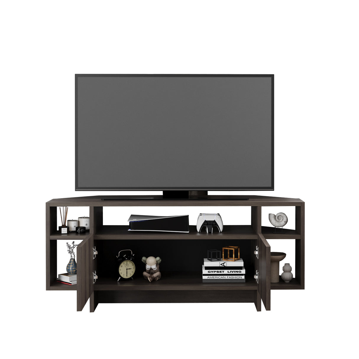 Bimossa B16 Era Corner TV Unit with Storage for up to 50 Inch TV - Modern TV Stand Cabinet with 5 Shelves, Space Saving Corner Media Console for Living Room Entertainment Centre, 6 Colour Options