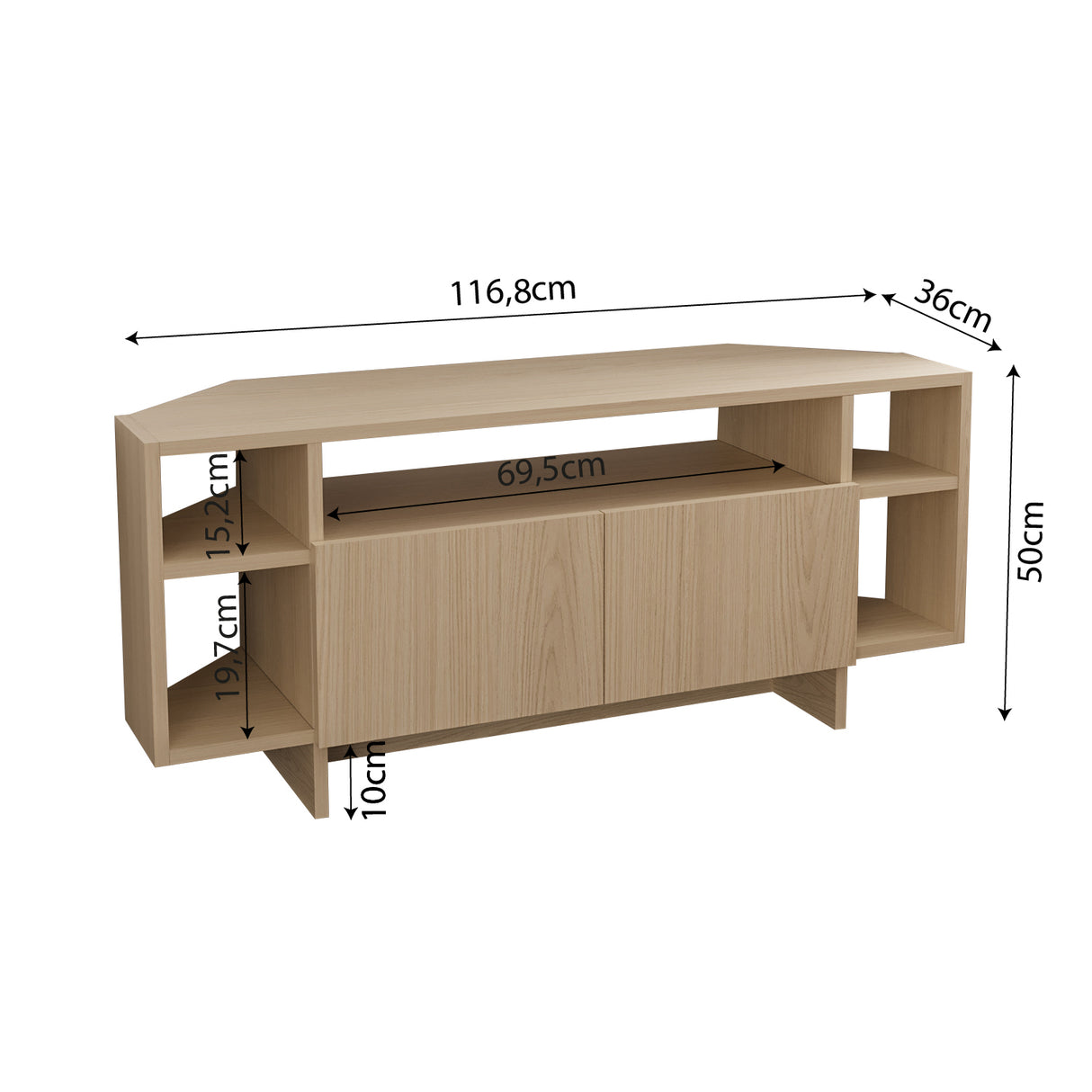 Bimossa B16 Era Corner TV Unit with Storage for up to 50 Inch TV - Modern TV Stand Cabinet with 5 Shelves, Space Saving Corner Media Console for Living Room Entertainment Centre, 6 Colour Options