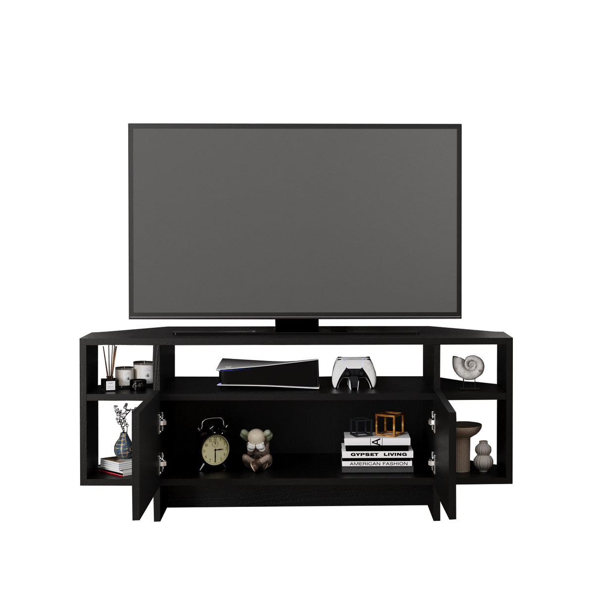 Bimossa B16 Era Corner TV Unit with Storage for up to 50 Inch TV - Modern TV Stand Cabinet with 5 Shelves, Space Saving Corner Media Console for Living Room Entertainment Centre, 6 Colour Options