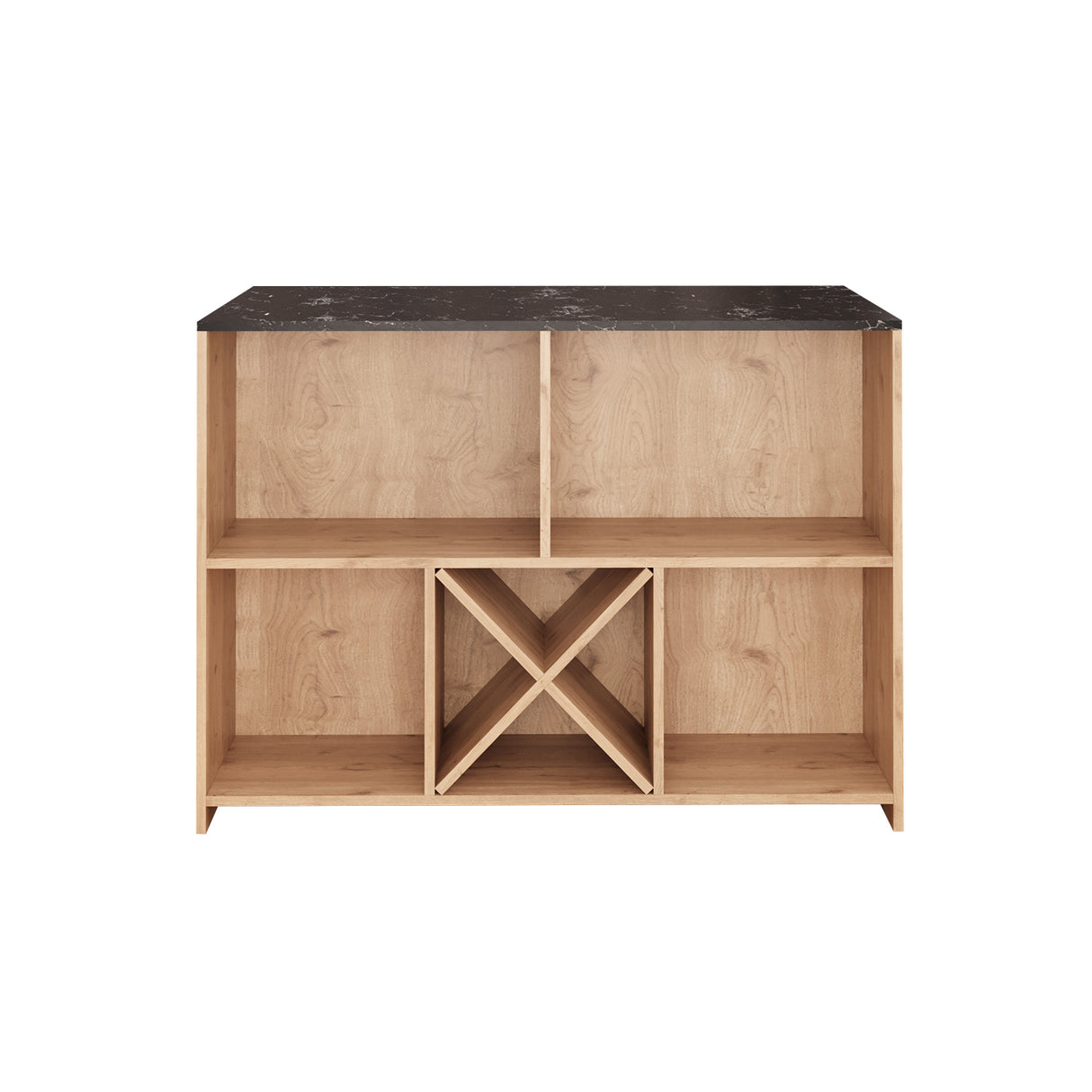 Bimossa L40 Monet Kitchen Island with Storage 127 cm - Island Table with Worktop, Wine Rack, Open Shelves & Cabinet, Modern Kitchen Prep Table/Breakfast Bar Island for Kitchen & Dining