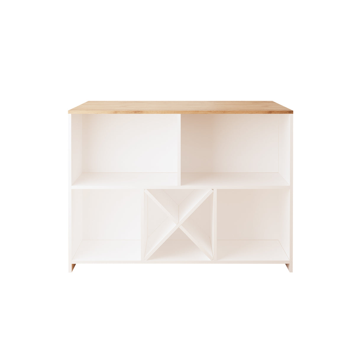 Bimossa L40 Monet Kitchen Island with Storage 127 cm - Island Table with Worktop, Wine Rack, Open Shelves & Cabinet, Modern Kitchen Prep Table/Breakfast Bar Island for Kitchen & Dining