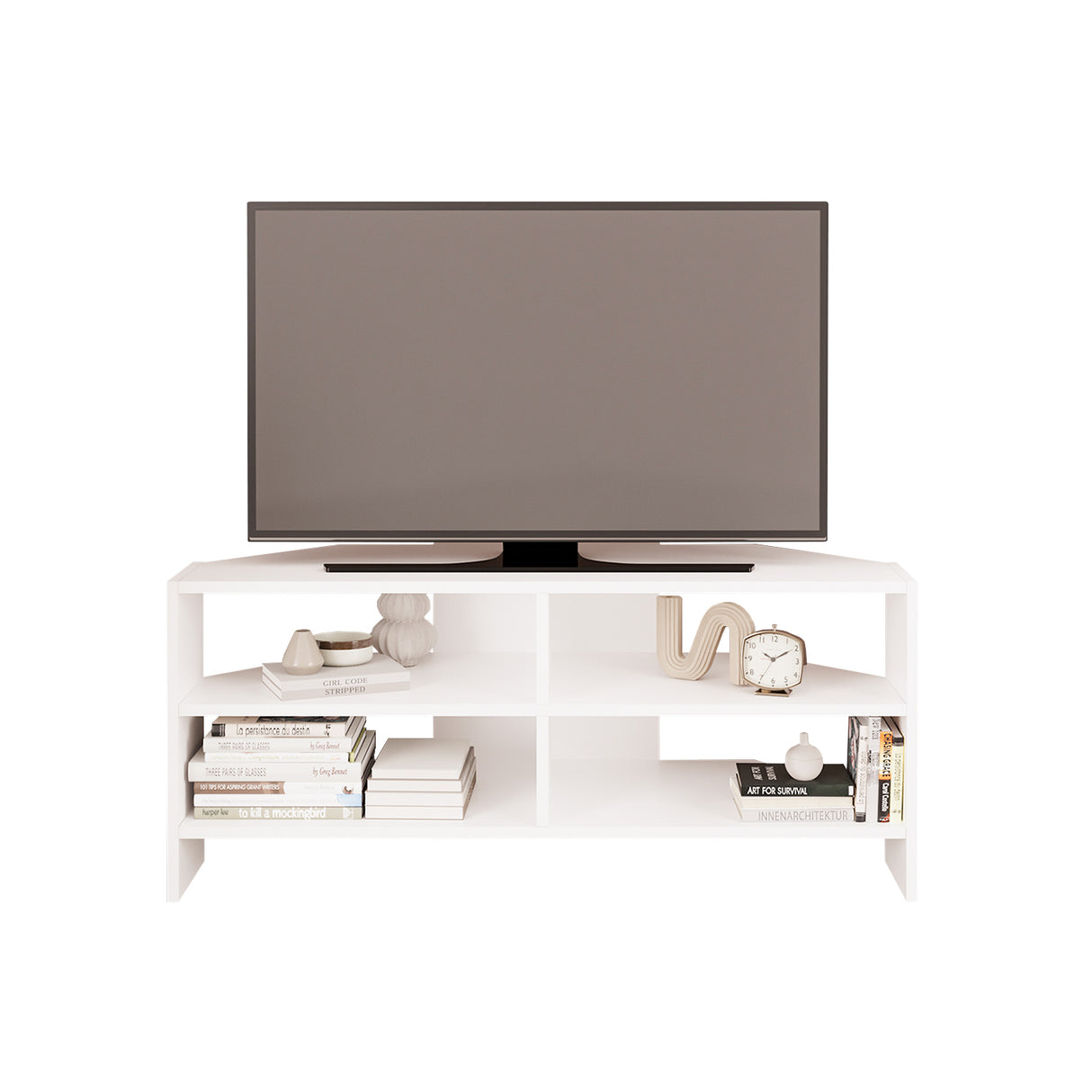 Bimossa B14 Roy Corner TV Unit for 43–48 Inch TVs, Modern Corner TV Stand Cabinet with Storage Shelves, Space Saving Media Console for Living Room, Compact Television Stand with 6 Colour Options
