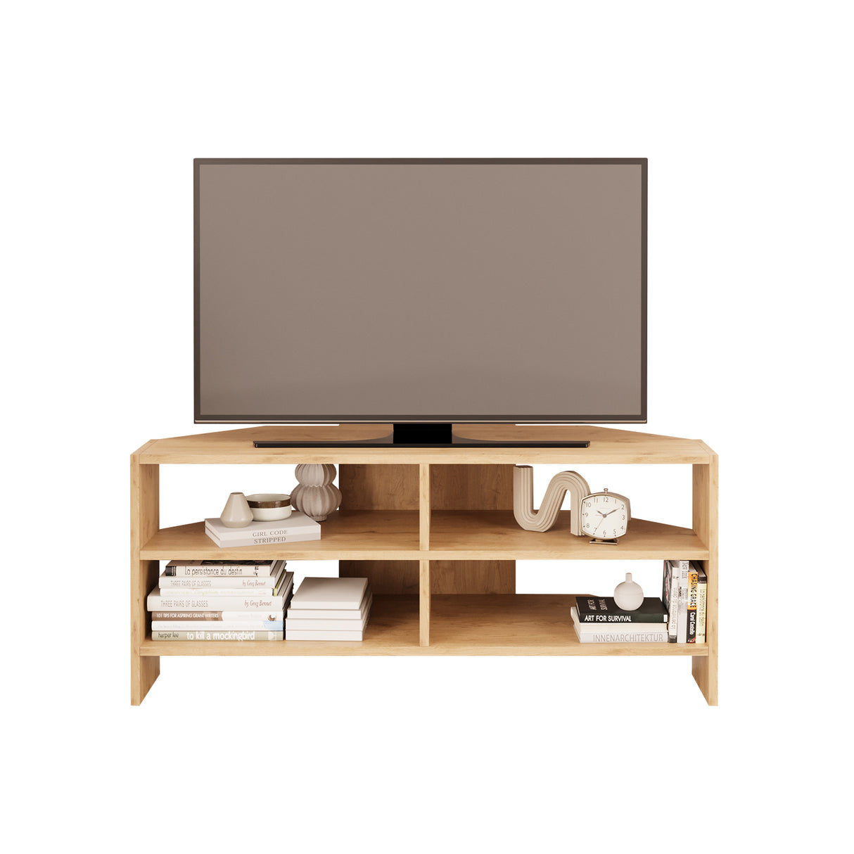 Bimossa B14 Roy Corner TV Unit for 43–48 Inch TVs, Modern Corner TV Stand Cabinet with Storage Shelves, Space Saving Media Console for Living Room, Compact Television Stand with 6 Colour Options