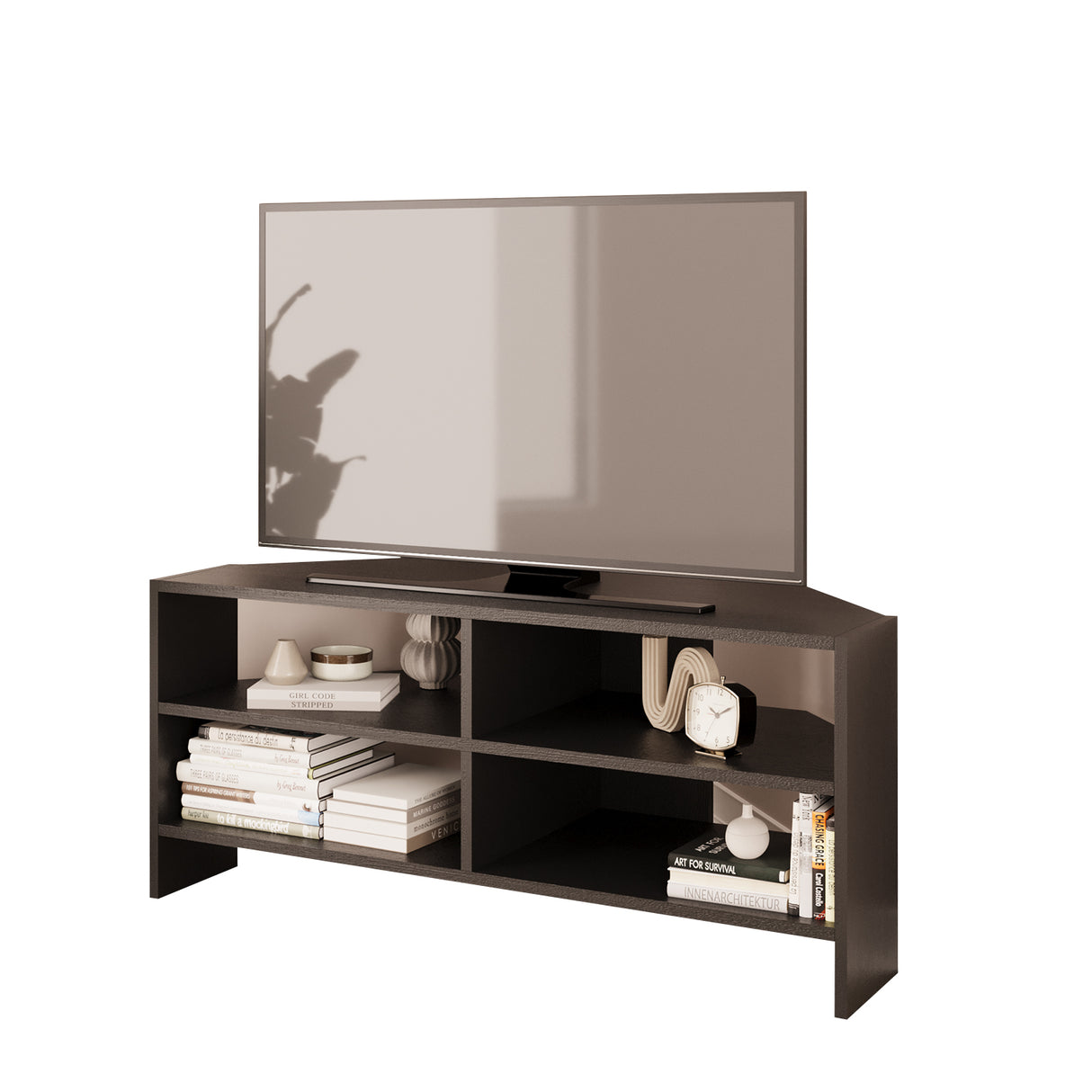 Bimossa B14 Roy Corner TV Unit for 43–48 Inch TVs, Modern Corner TV Stand Cabinet with Storage Shelves, Space Saving Media Console for Living Room, Compact Television Stand with 6 Colour Options