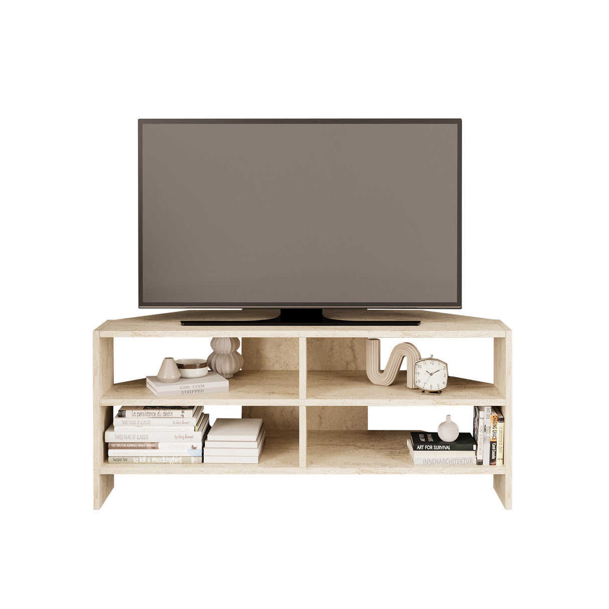 Bimossa B14 Roy Corner TV Unit for 43–48 Inch TVs, Modern Corner TV Stand Cabinet with Storage Shelves, Space Saving Media Console for Living Room, Compact Television Stand with 6 Colour Options