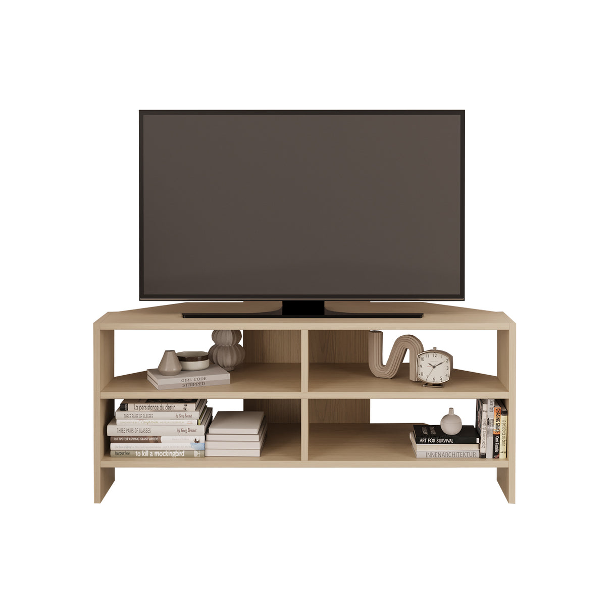 Bimossa B14 Roy Corner TV Unit for 43–48 Inch TVs, Modern Corner TV Stand Cabinet with Storage Shelves, Space Saving Media Console for Living Room, Compact Television Stand with 6 Colour Options