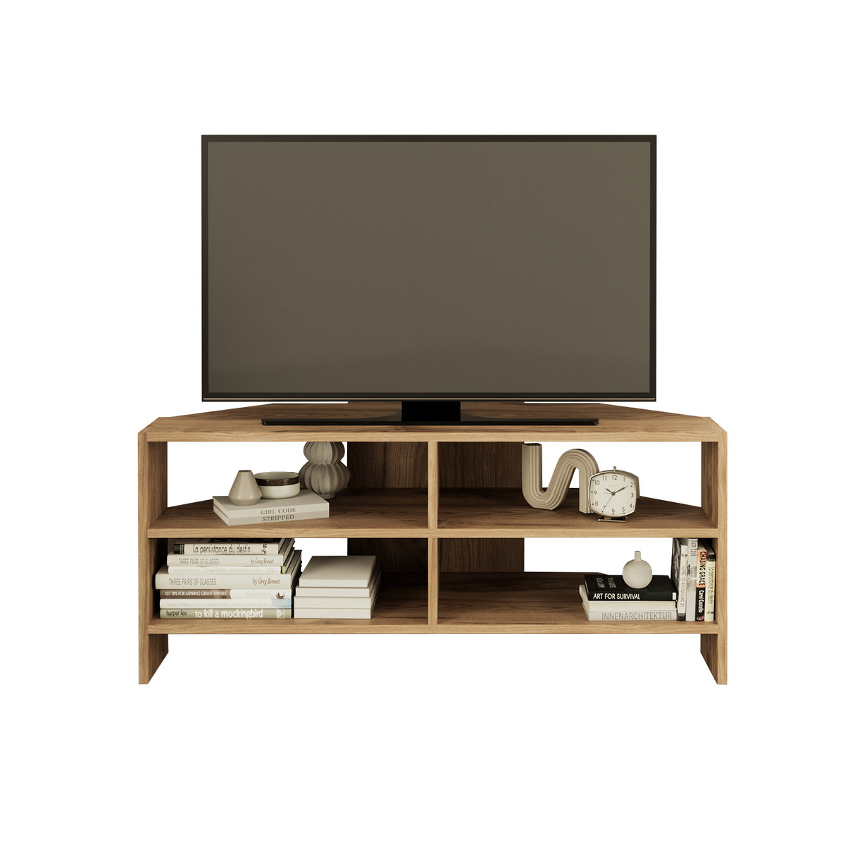 Bimossa B14 Roy Corner TV Unit for 43–48 Inch TVs, Modern Corner TV Stand Cabinet with Storage Shelves, Space Saving Media Console for Living Room, Compact Television Stand with 6 Colour Options