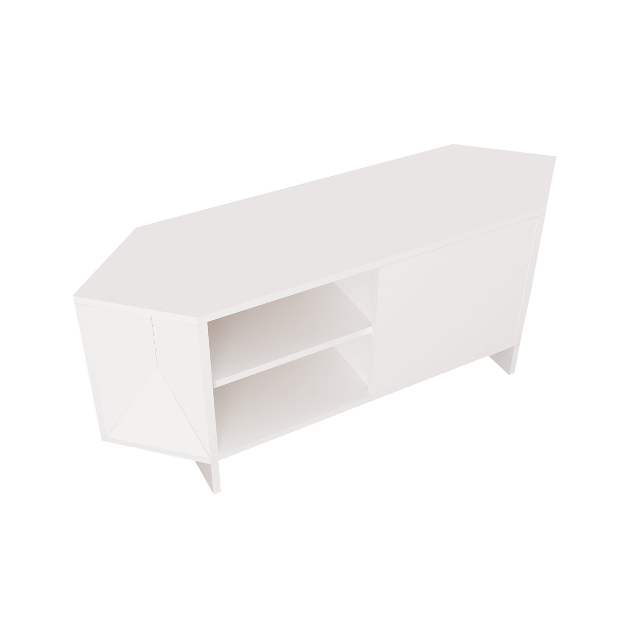 Bimossa B13 Teo Corner TV Stand – Space-Saving TV Unit for 43–48'' TVs, Compact Media Console with Open Shelves & Cabinet, Ready to Assemble, Available in 7 Colours