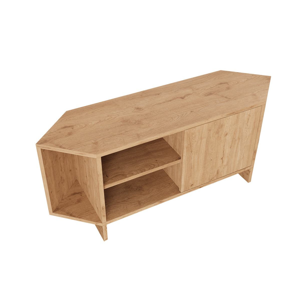 Bimossa B13 Teo Corner TV Stand – Space-Saving TV Unit for 43–48'' TVs, Compact Media Console with Open Shelves & Cabinet, Ready to Assemble, Available in 7 Colours