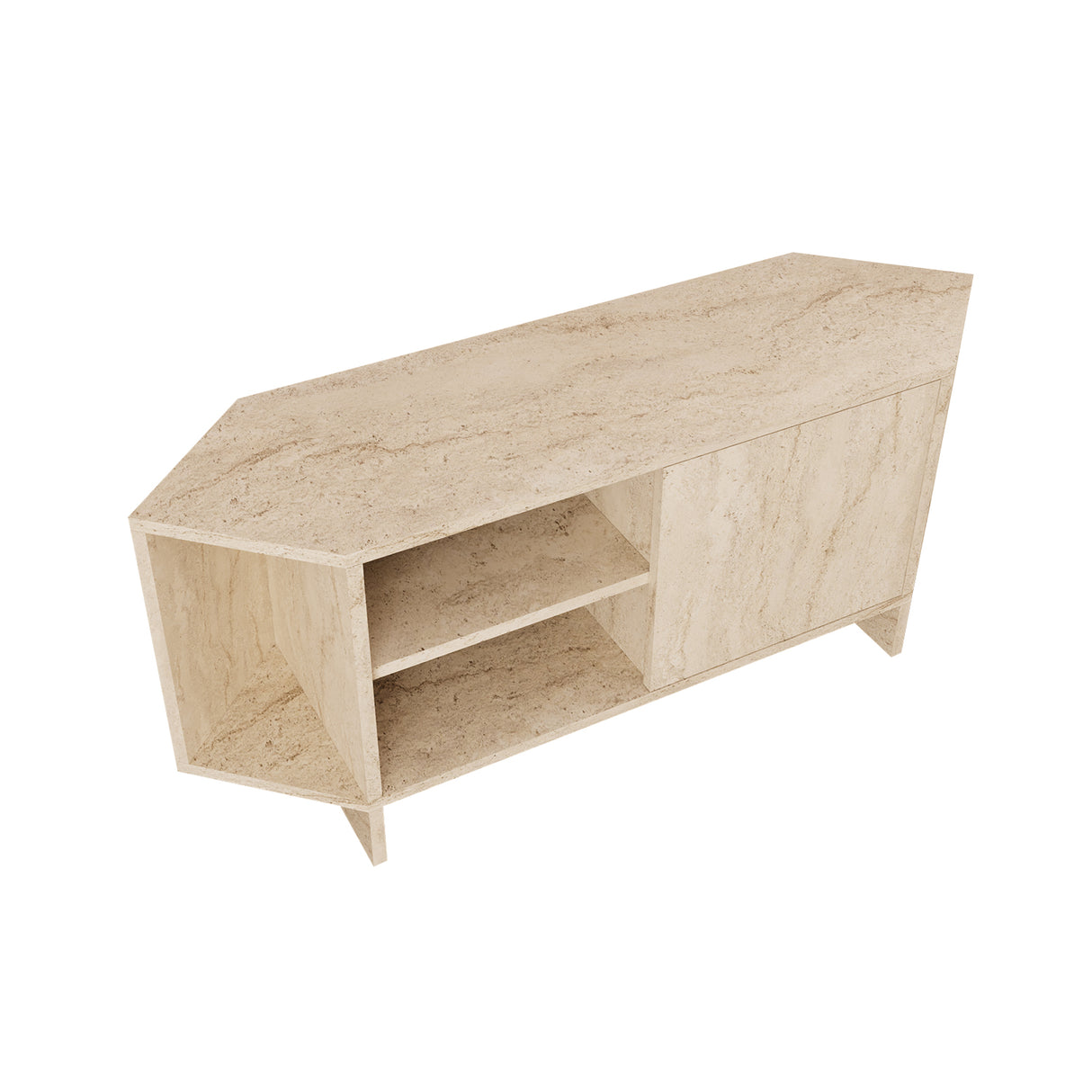 Bimossa B13 Teo Corner TV Stand – Space-Saving TV Unit for 43–48'' TVs, Compact Media Console with Open Shelves & Cabinet, Ready to Assemble, Available in 7 Colours