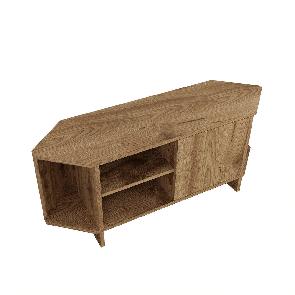 Bimossa B13 Teo Corner TV Stand – Space-Saving TV Unit for 43–48'' TVs, Compact Media Console with Open Shelves & Cabinet, Ready to Assemble, Available in 7 Colours