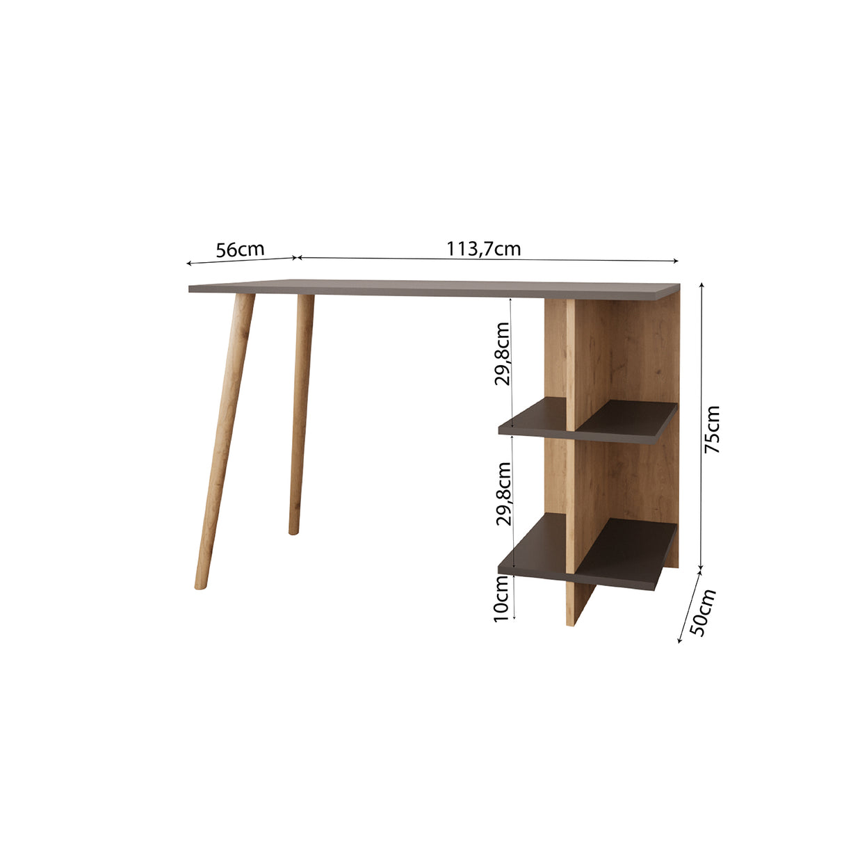 Bimossa S61 Violet Desk Oak - Light Grey & Oak - Anthracite Grey