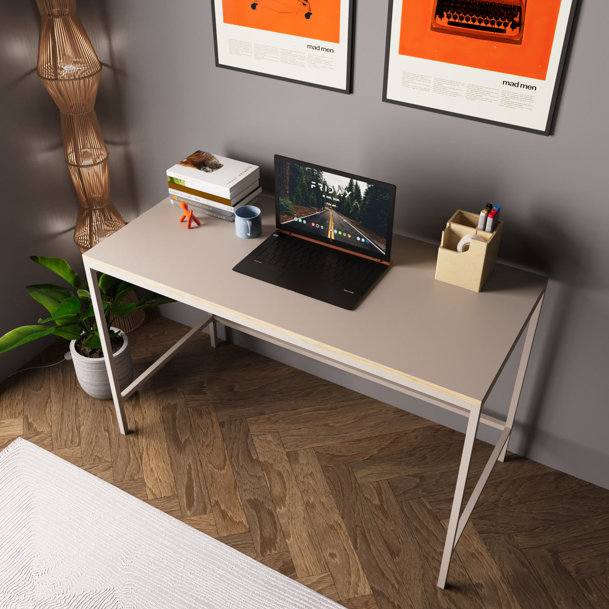 Bimossa S75 Viya Desk Blue - Light Grey - Black - Cinnamon