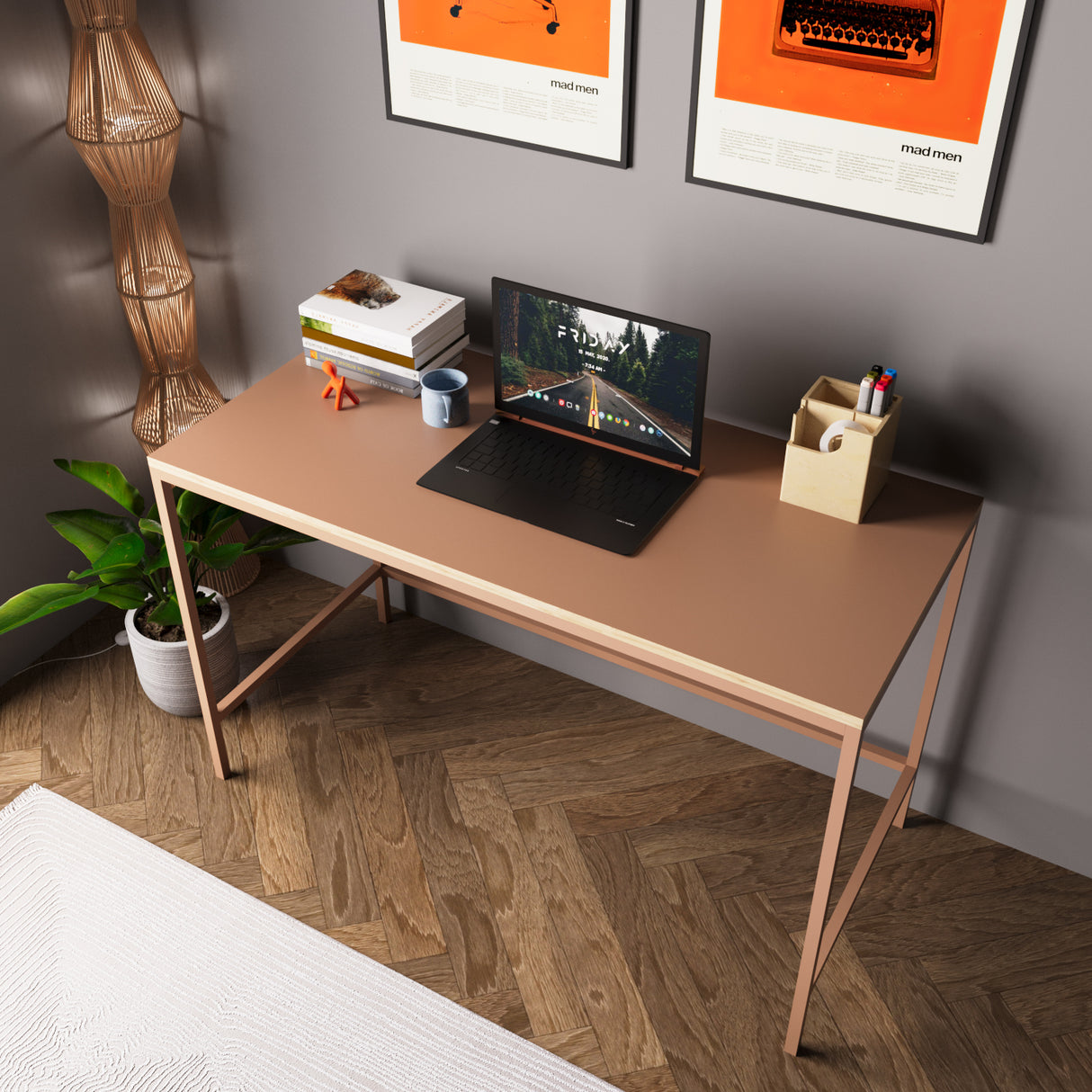 Bimossa S75 Viya Desk Blue - Light Grey - Black - Cinnamon