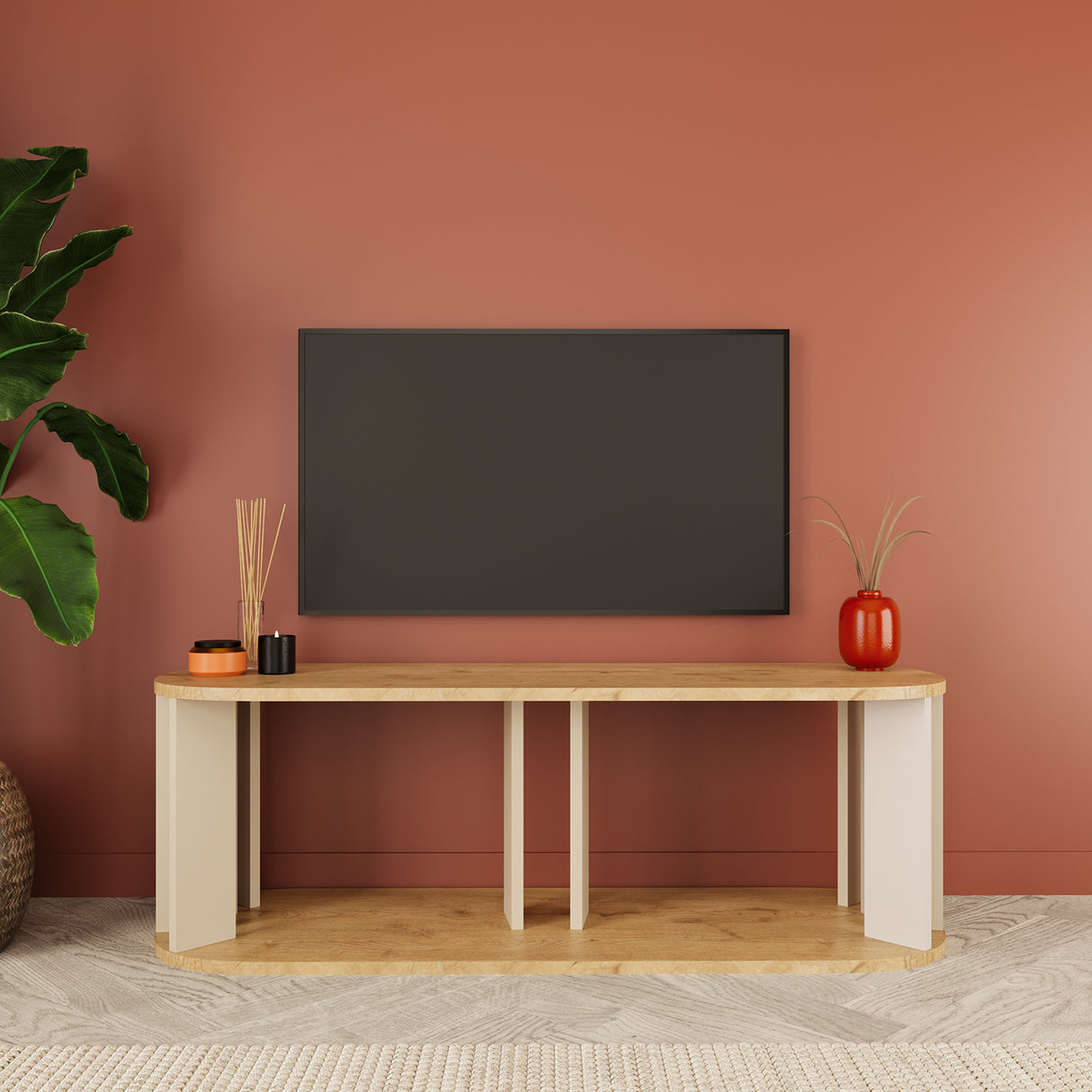 Bimossa B0110 Ursula TV Stand Light Grey - Oak