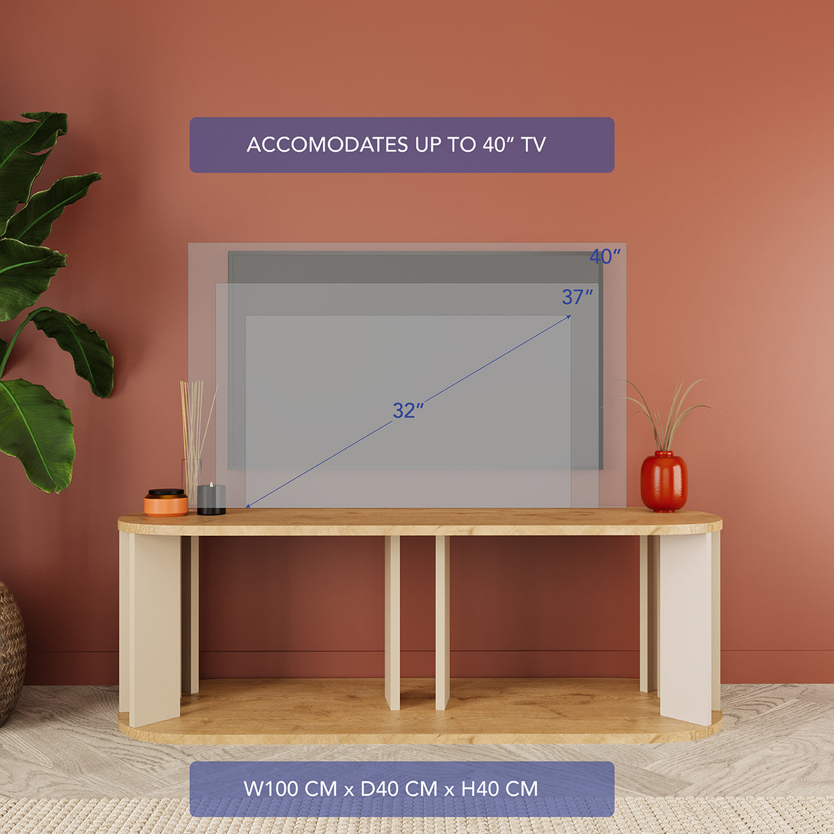 Bimossa B0110 Ursula TV Stand Light Grey - Oak