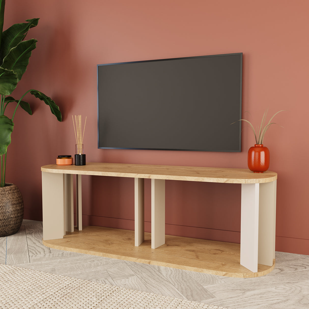 Bimossa B0110 Ursula TV Stand Light Grey - Oak