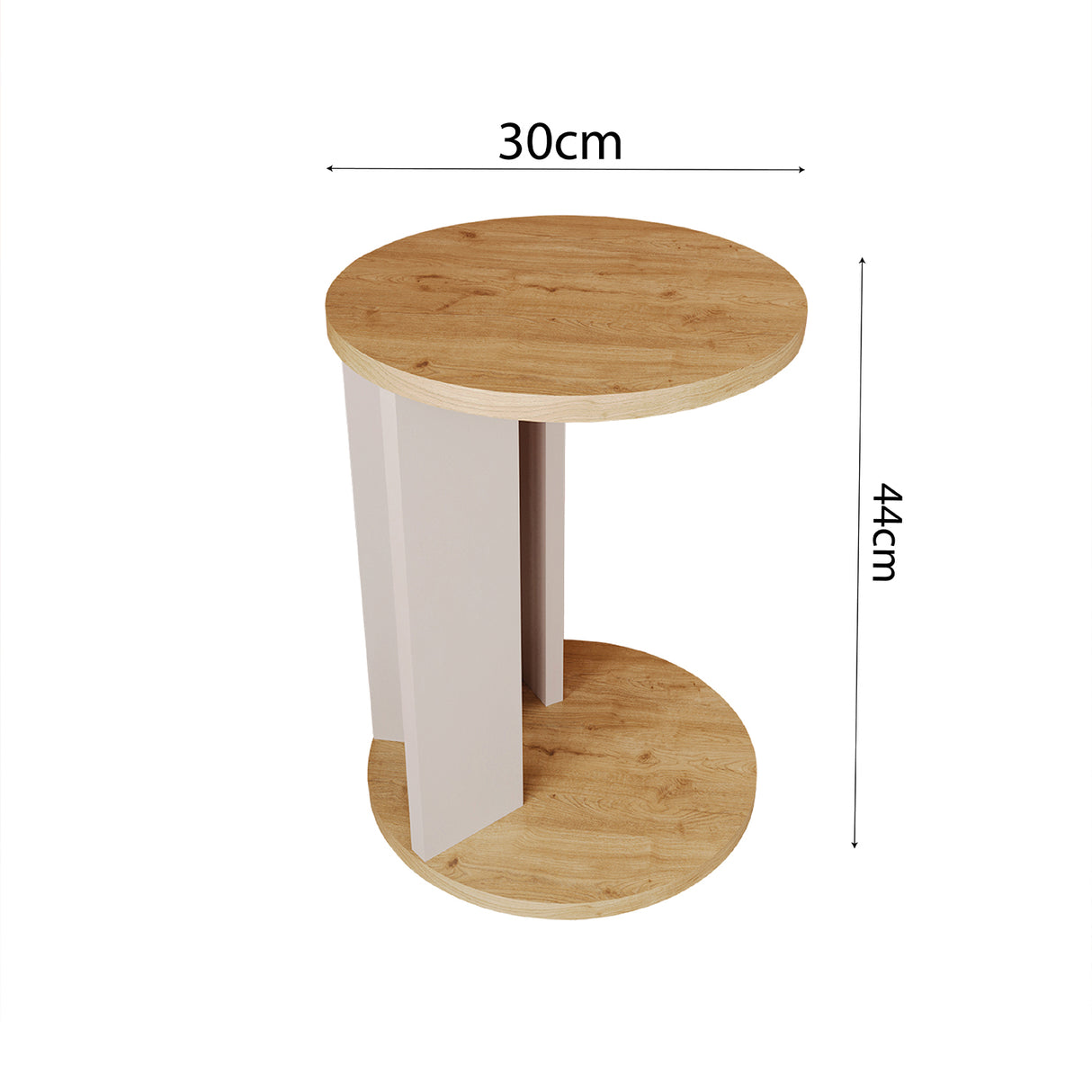 Bimossa I0410 Ursula Round Side Table Light Grey and Oak