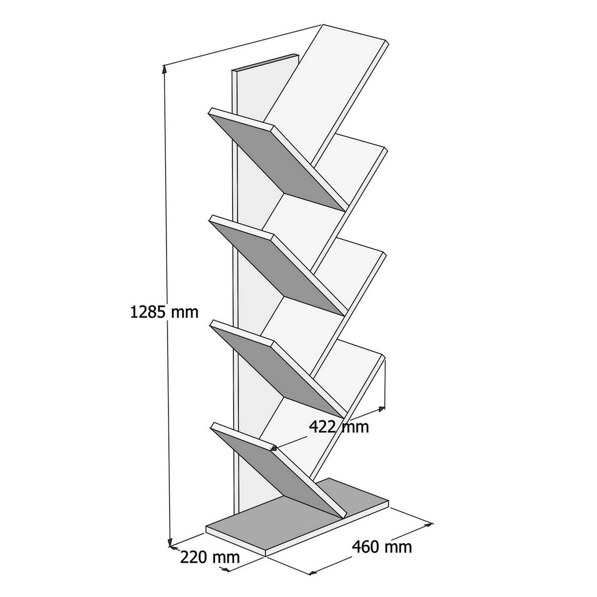 Bimossa W40 Hitit Tree Bookcase 128.5 cm - Modern Wooden Bookshelf/Tall Freestanding Book Shelf with Multi-Compartment Storage, Decorative Tree Bookshelf for Living Room, Office or Bedroom
