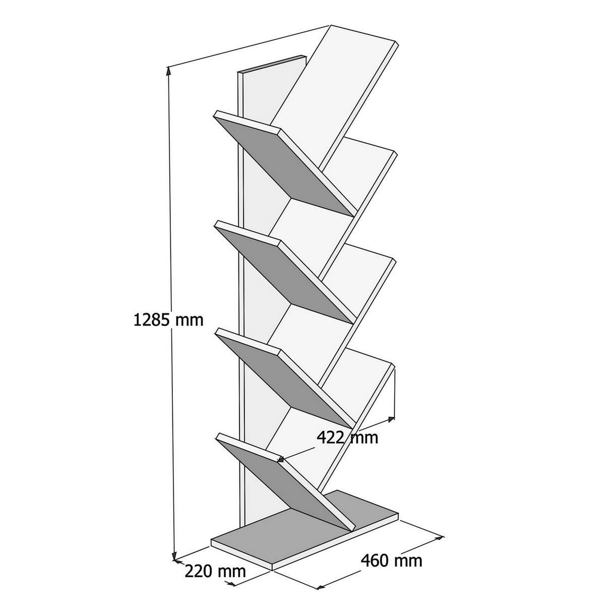 Bimossa W40 Hitit Tree Bookcase 128.5 cm - Modern Wooden Bookshelf/Tall Freestanding Book Shelf with Multi-Compartment Storage, Decorative Tree Bookshelf for Living Room, Office or Bedroom