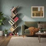 Bimossa W40 Hitit Tree Bookcase 128.5 cm - Modern Wooden Bookshelf/Tall Freestanding Book Shelf with Multi-Compartment Storage, Decorative Tree Bookshelf for Living Room, Office or Bedroom