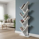Bimossa W40 Hitit Tree Bookcase 128.5 cm - Modern Wooden Bookshelf/Tall Freestanding Book Shelf with Multi-Compartment Storage, Decorative Tree Bookshelf for Living Room, Office or Bedroom