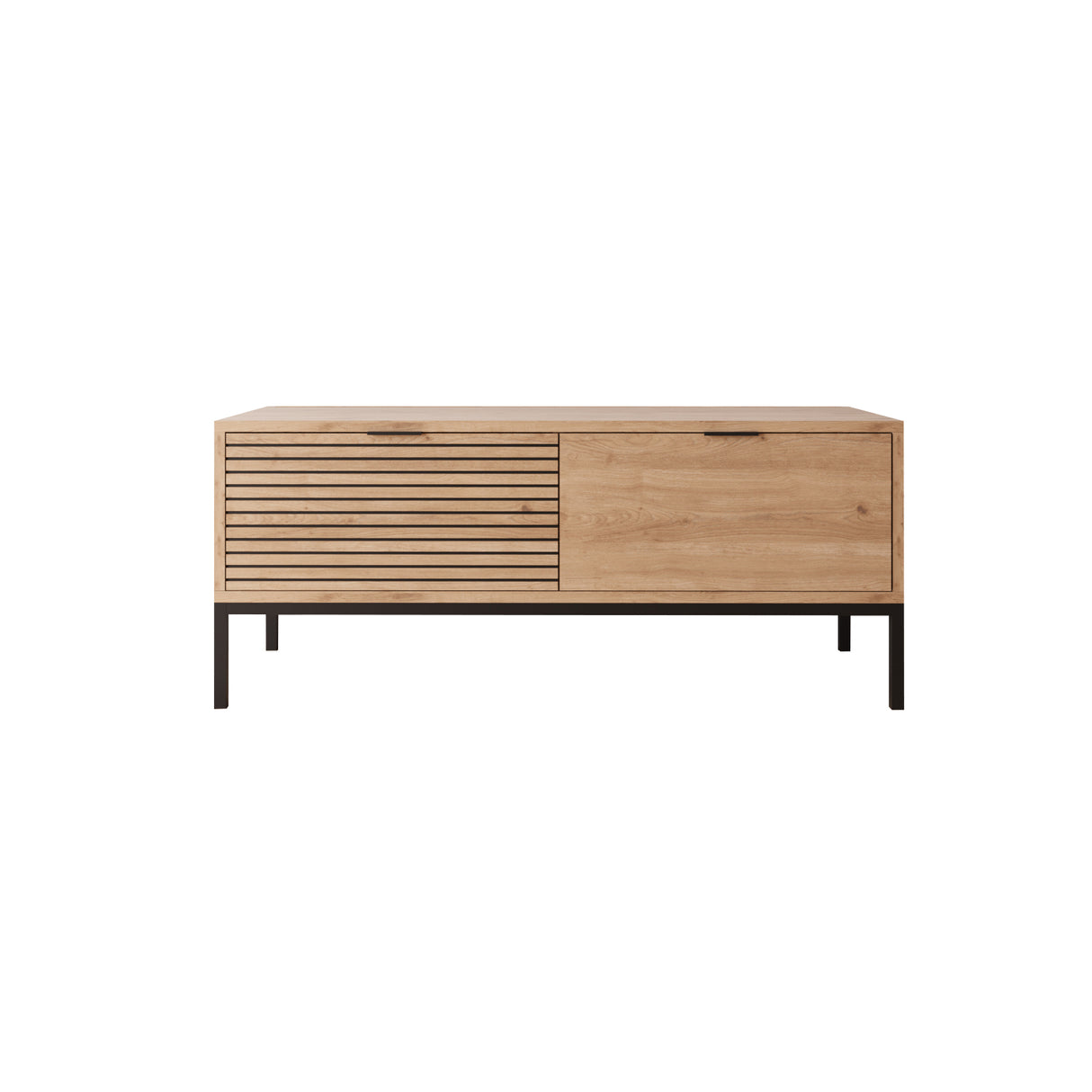 Bimossa B0060 Alya Oak Effect TV Unit 120 cm – Modern Wooden TV Unit with 2 Door Storage, Long TV Stand Cabinet for Living Room TVs up to 48"
