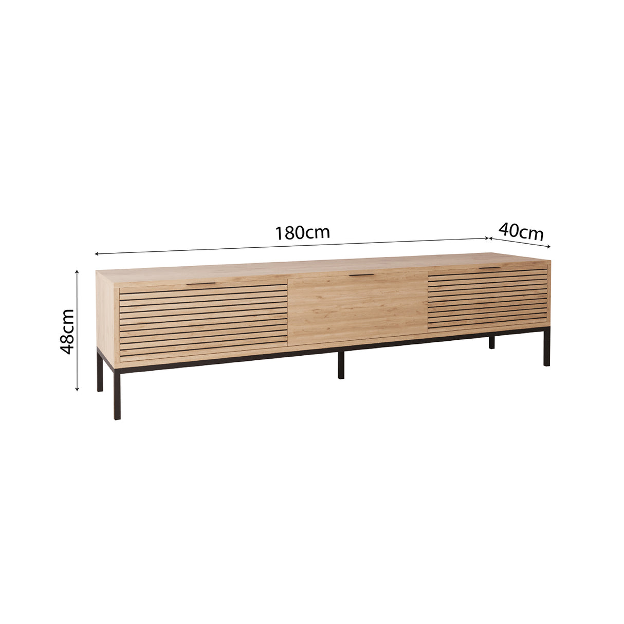 Bimossa E0060 Alya Oak Effect 180 cm TV Stand Modern Wooden TV Unit with 3 Door Storage, Long TV Stand Cabinet for Living Room TVs up to 65"