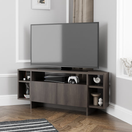 Bimossa B16 Era Corner TV Unit with Storage for up to 50 Inch TV - Modern TV Stand Cabinet with 5 Shelves, Space Saving Corner Media Console for Living Room Entertainment Centre, 6 Colour Options