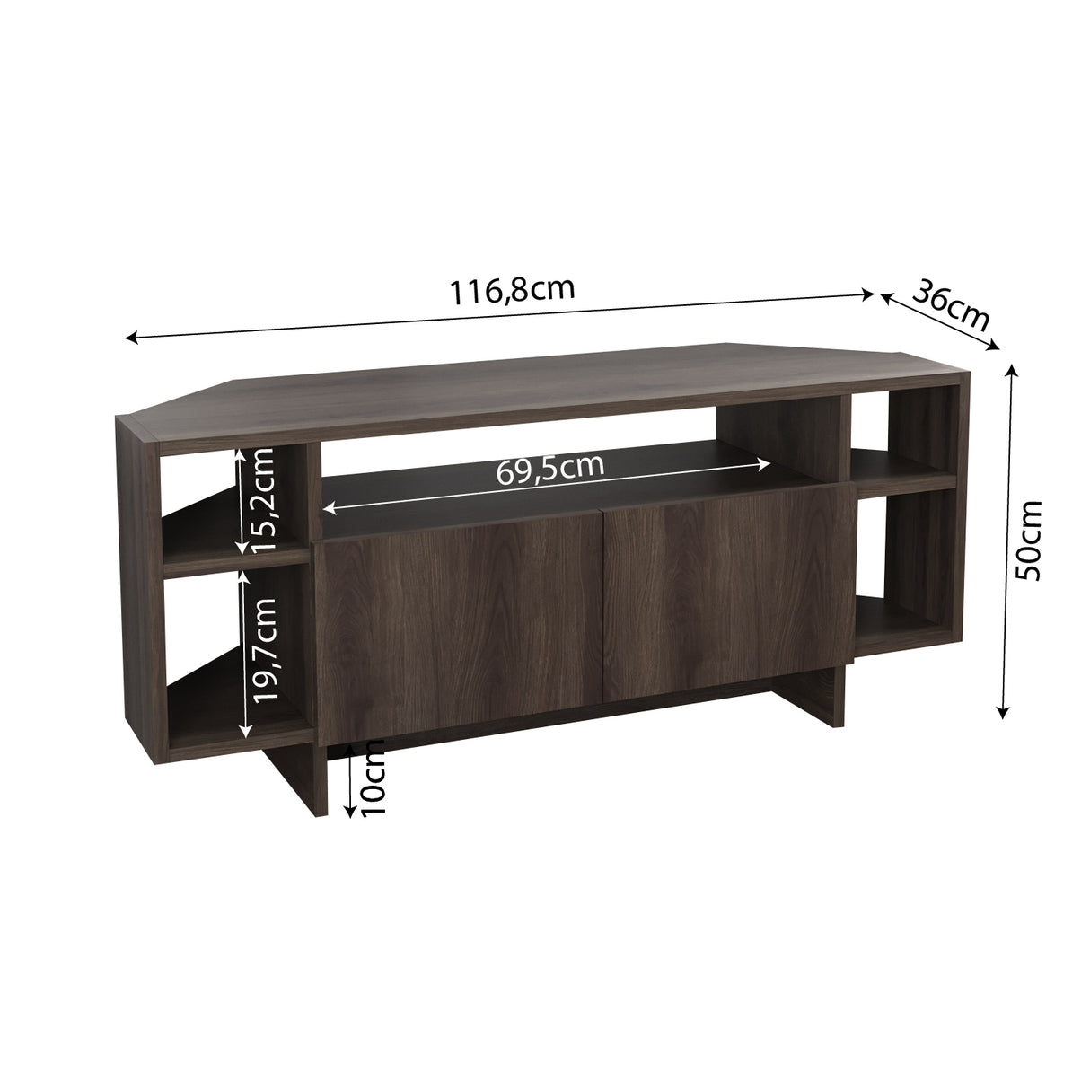 Bimossa B16 Era Corner TV Unit with Storage for up to 50 Inch TV - Modern TV Stand Cabinet with 5 Shelves, Space Saving Corner Media Console for Living Room Entertainment Centre, 6 Colour Options