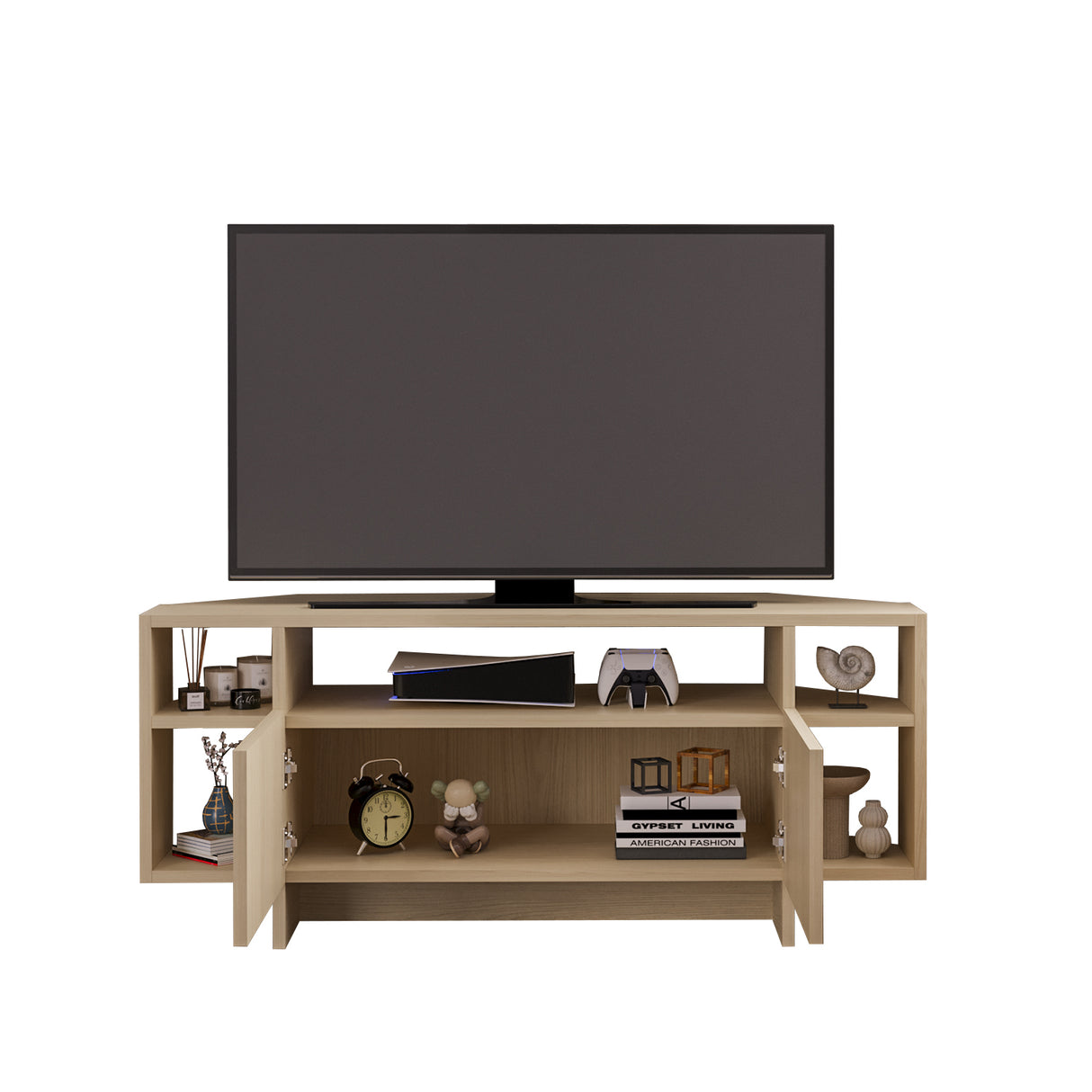 Bimossa B16 Era Corner TV Unit with Storage for up to 50 Inch TV - Modern TV Stand Cabinet with 5 Shelves, Space Saving Corner Media Console for Living Room Entertainment Centre, 6 Colour Options