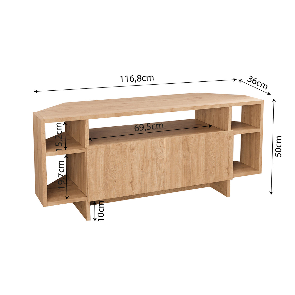 Bimossa B16 Era Corner TV Unit with Storage for up to 50 Inch TV - Modern TV Stand Cabinet with 5 Shelves, Space Saving Corner Media Console for Living Room Entertainment Centre, 6 Colour Options