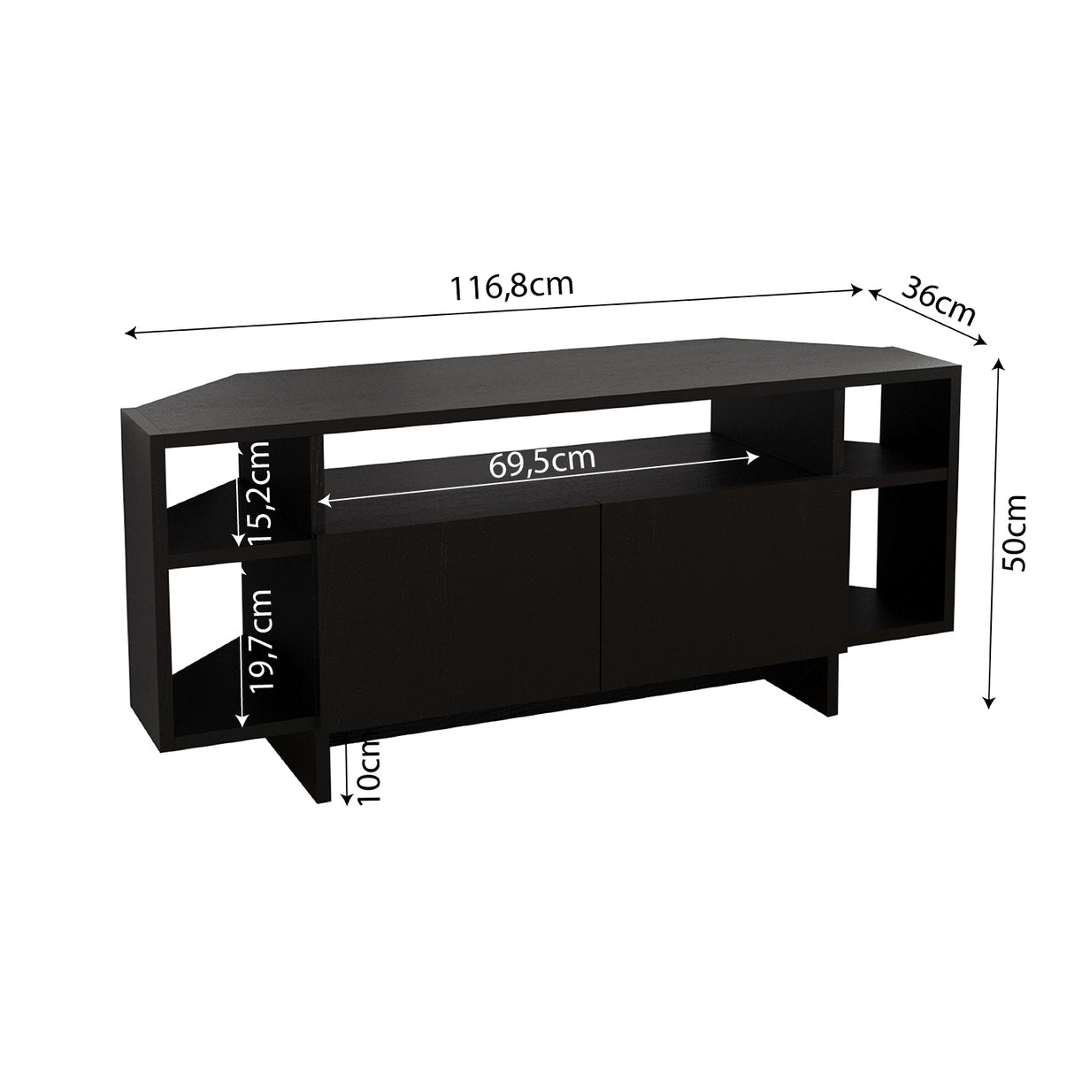 Bimossa B16 Era Corner TV Unit with Storage for up to 50 Inch TV - Modern TV Stand Cabinet with 5 Shelves, Space Saving Corner Media Console for Living Room Entertainment Centre, 6 Colour Options