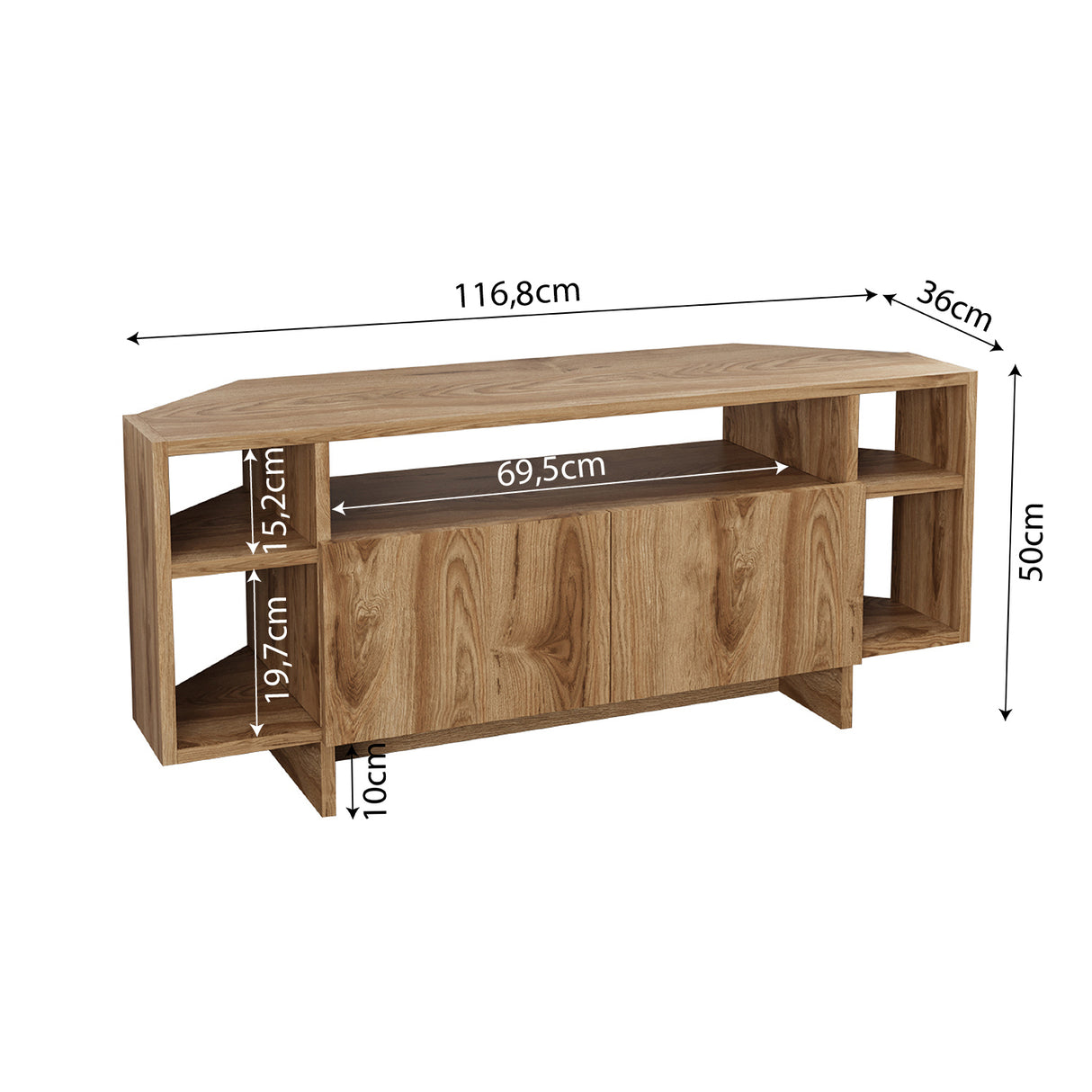 Bimossa B16 Era Corner TV Unit with Storage for up to 50 Inch TV - Modern TV Stand Cabinet with 5 Shelves, Space Saving Corner Media Console for Living Room Entertainment Centre, 6 Colour Options