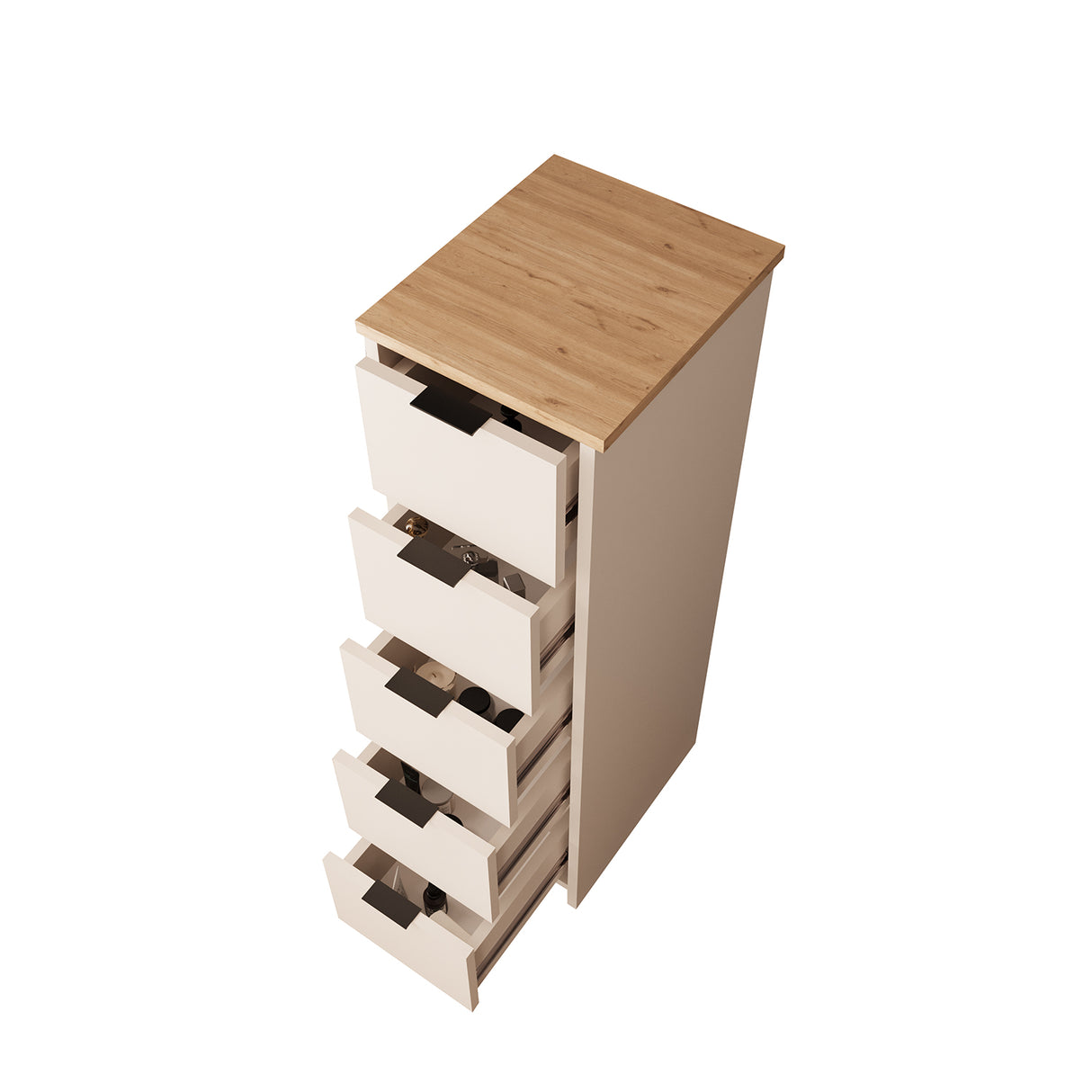 Bimossa N10 Laura Tall Hallway Cabinet with 5 Drawers - Wooden Hallway Storage Cabinet/Entryway Storage Unit, Slim Freestanding Storage Cabinet, Living Room or Bedroom