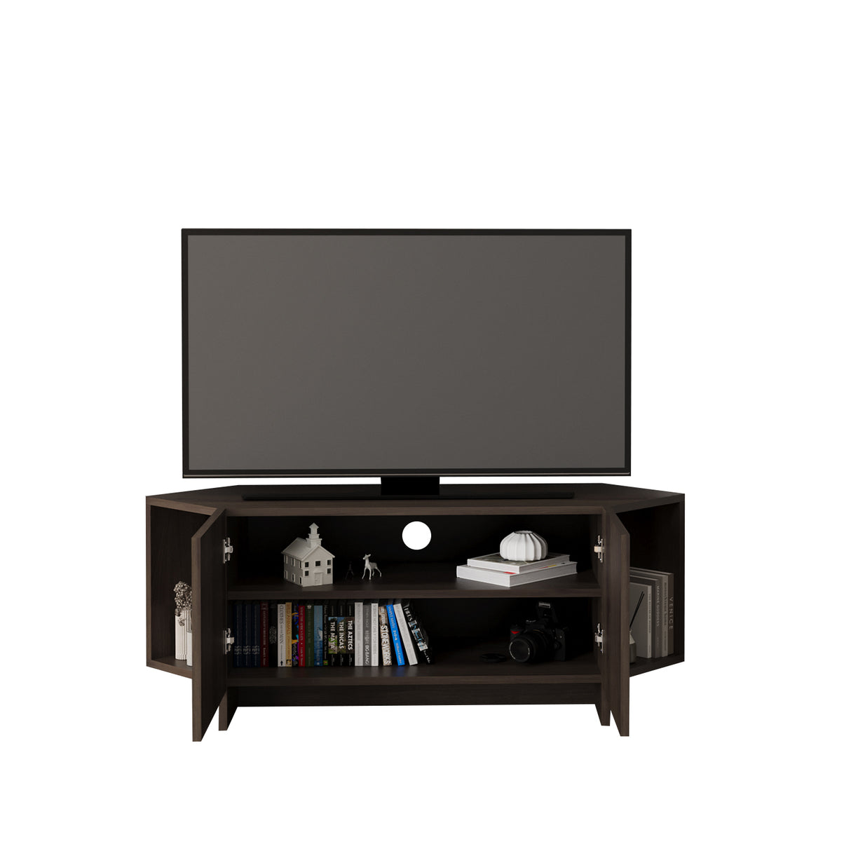 Bimossa B15 Ola Corner TV Unit for TVs up to 50 Inch, TV Stand with Storage Cabinet & Shelves, Space Saving Media Console for Living Room, Modern Corner Television Unit, 6 Colour Options