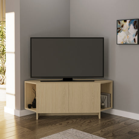 Bimossa B15 Ola Corner TV Unit for TVs up to 50 Inch, TV Stand with Storage Cabinet & Shelves, Space Saving Media Console for Living Room, Modern Corner Television Unit, 6 Colour Options
