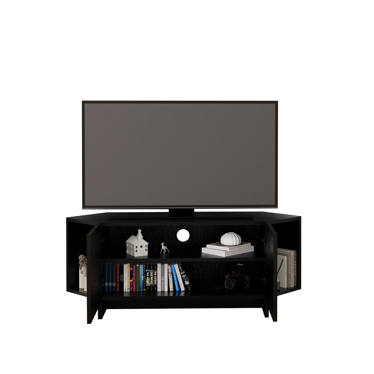 Bimossa B15 Ola Corner TV Unit for TVs up to 50 Inch, TV Stand with Storage Cabinet & Shelves, Space Saving Media Console for Living Room, Modern Corner Television Unit, 6 Colour Options
