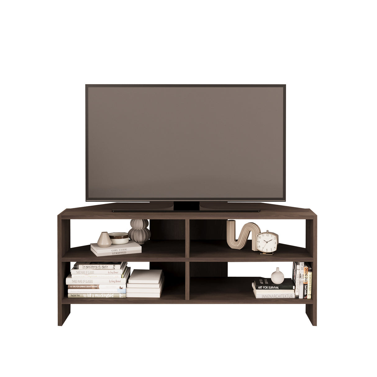 Bimossa B14 Roy Corner TV Unit for 43–48 Inch TVs, Modern Corner TV Stand Cabinet with Storage Shelves, Space Saving Media Console for Living Room, Compact Television Stand with 6 Colour Options