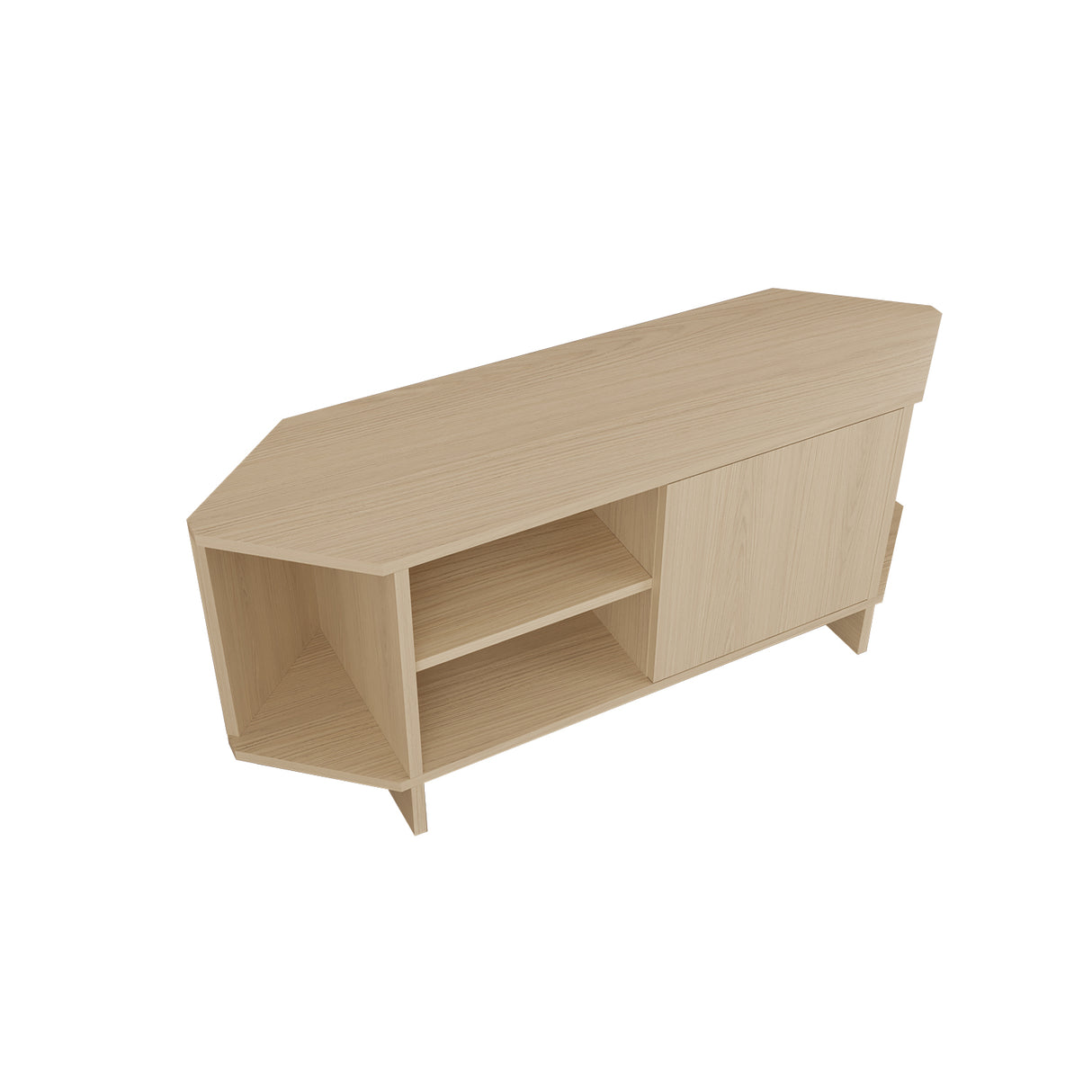 Bimossa B13 Teo Corner TV Stand – Space-Saving TV Unit for 43–48'' TVs, Compact Media Console with Open Shelves & Cabinet, Ready to Assemble, Available in 7 Colours
