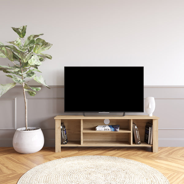 Bimossa B10 Arsin TV Unit 114 cm - Wooden TV Stand with Storage Shelves, Compact TV Cabinet / Media Console for 50-55 Inch TVs, Small TV Unit for Living Room or Bedroom