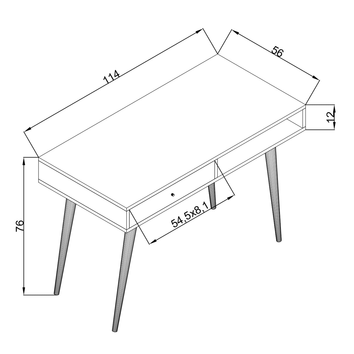 Bimossa S51 Janus Writing Desk White & Oak - White