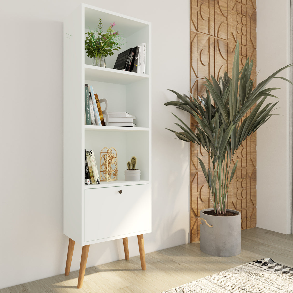 Bimossa W50 Janus Bookcase White & Oak - White