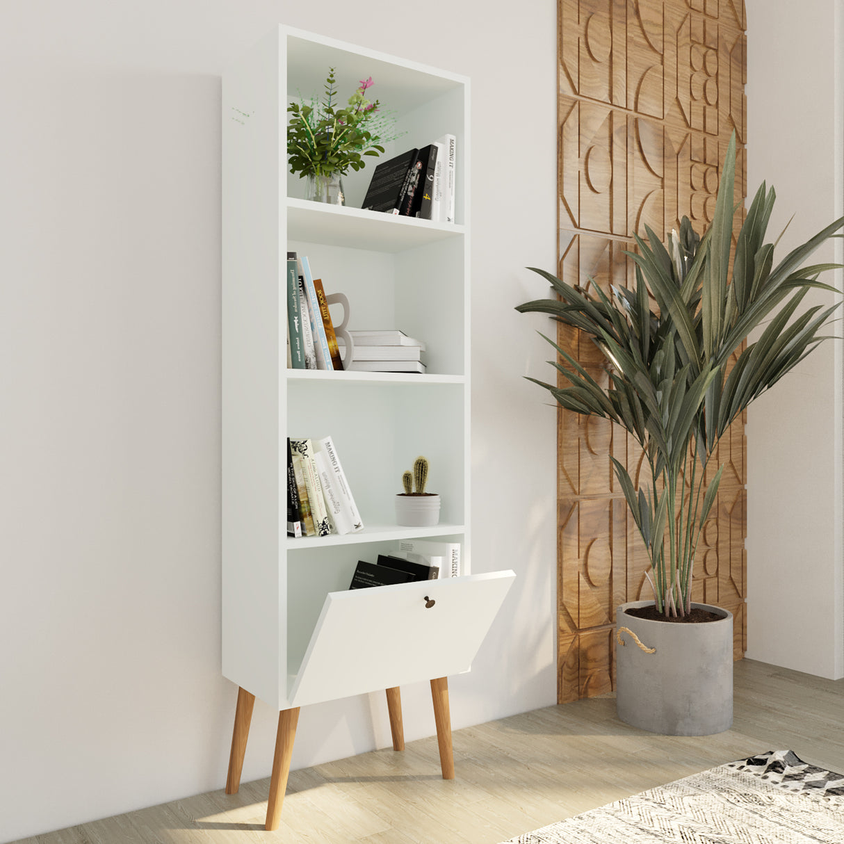 Bimossa W50 Janus Bookcase White & Oak - White
